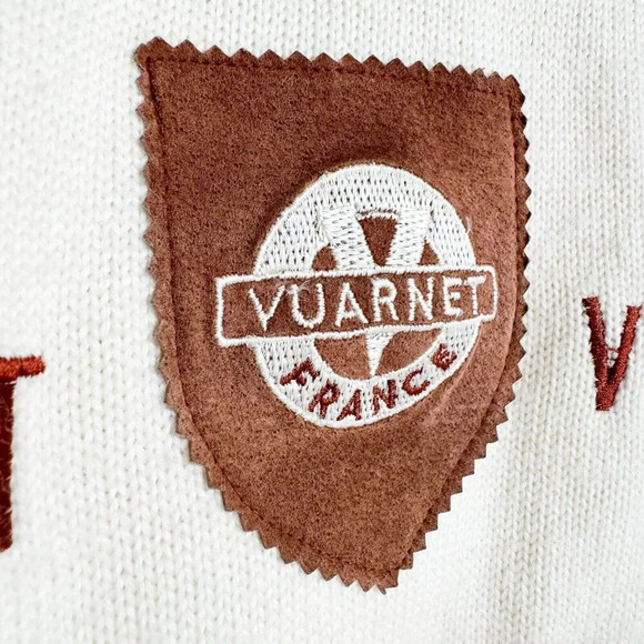 Vintage Vaurnet Paris White Kit Brown Suede Detail Pullover M - Picture 3 of 10